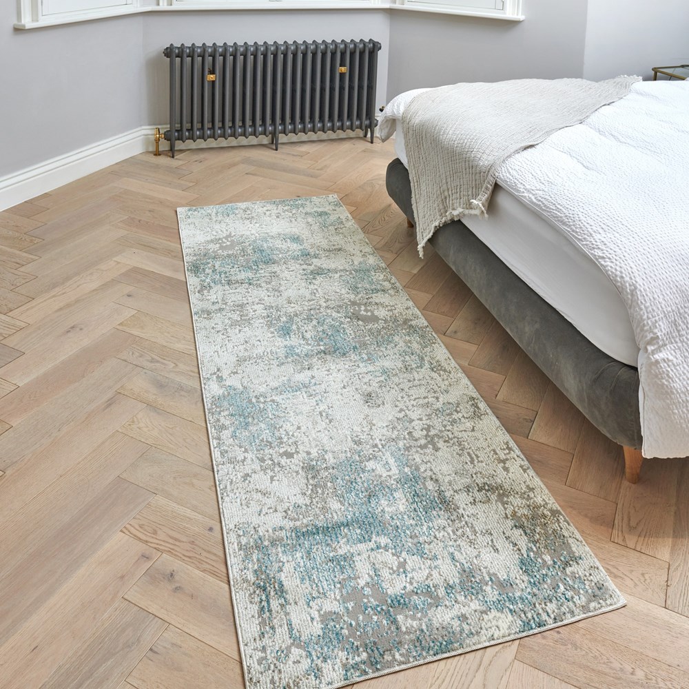 Rossa ROS03 Abstract Rug by Concept Loom in Teal Blue